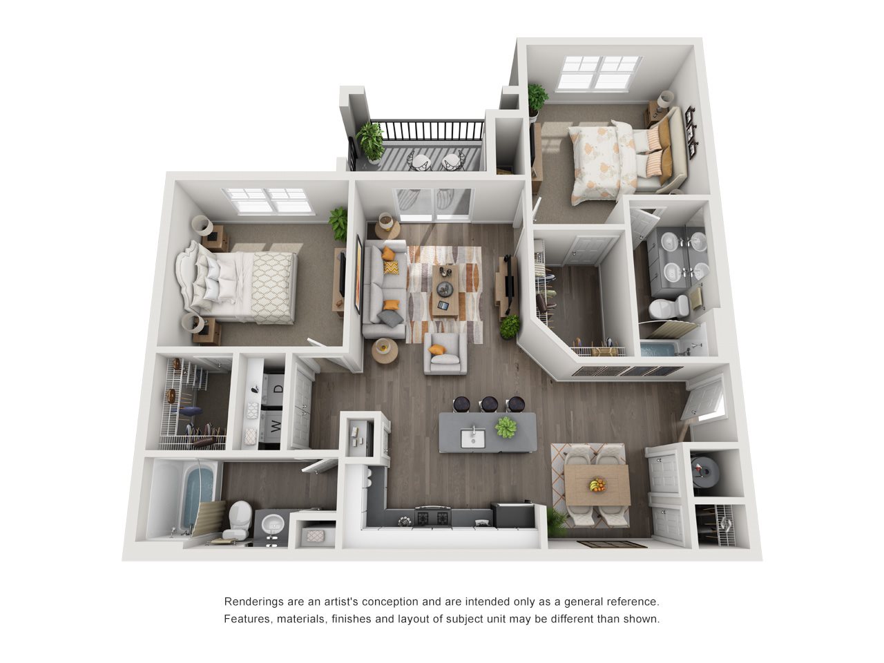 Lodge at Croasdaile Farm Two Bedroom Floor Plan